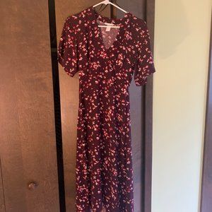 Floral Pattern Short Sleeve Maxi Dress